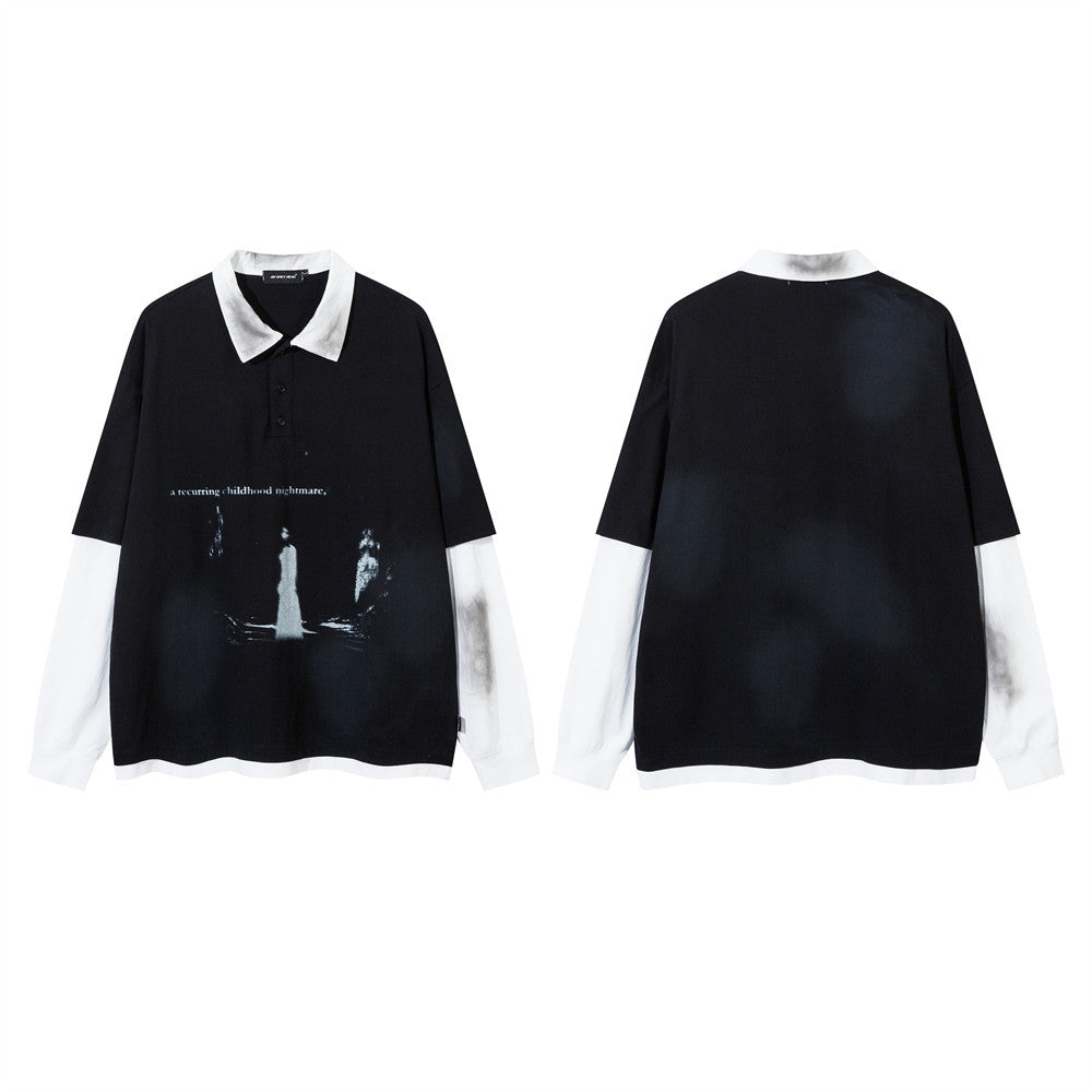 Long Sleeve Fake Two-piece T-shirts Top