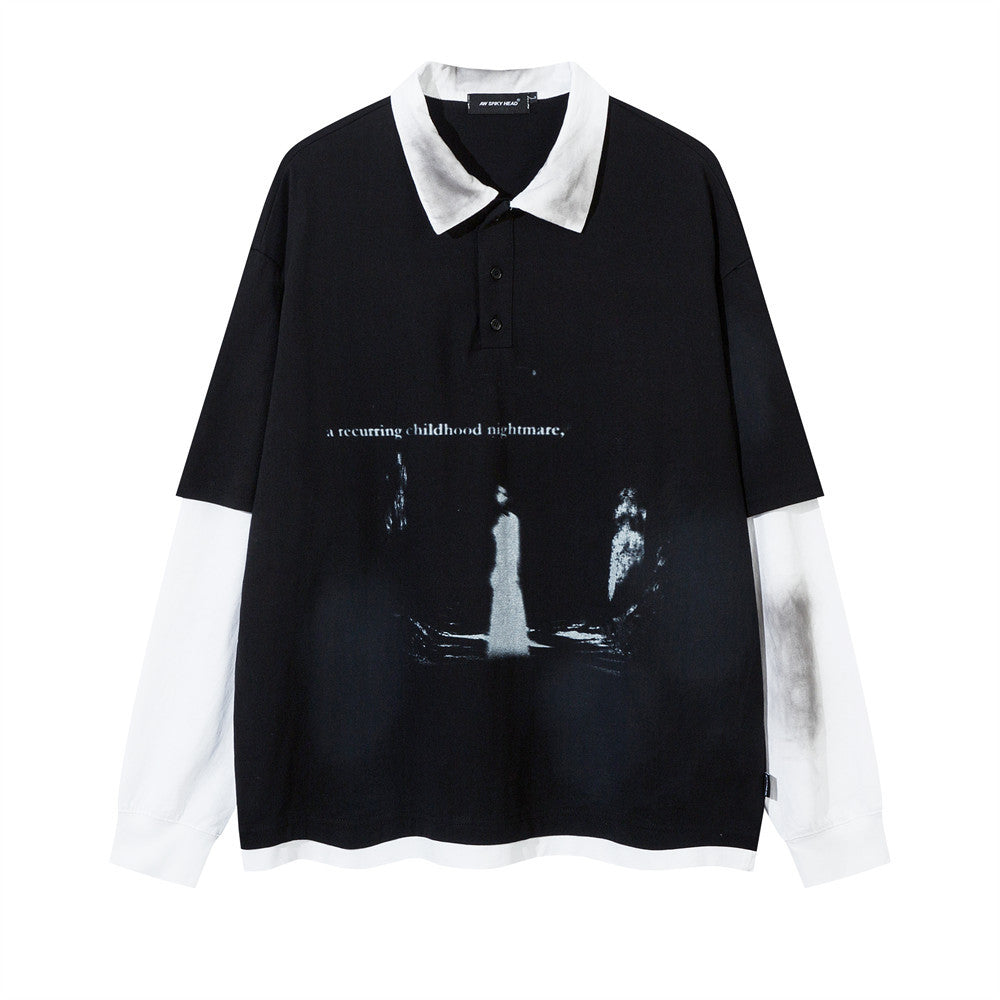 Long Sleeve Fake Two-piece T-shirts Top