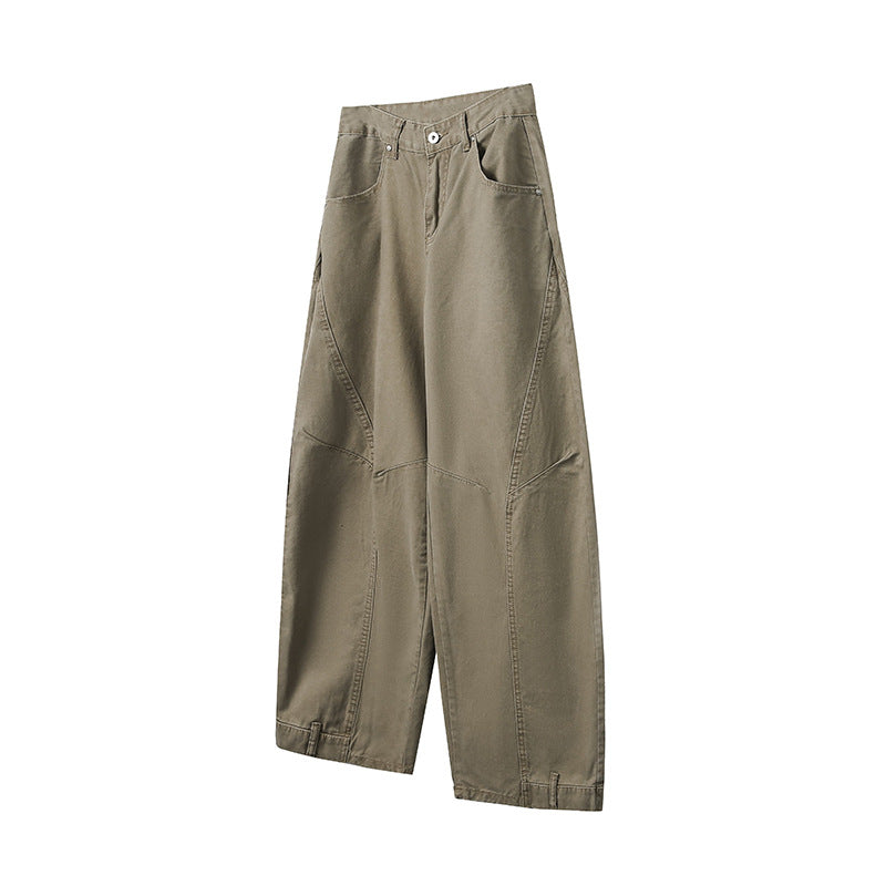 Retro Deconstruction Wide-leg High-end Khaki Pants