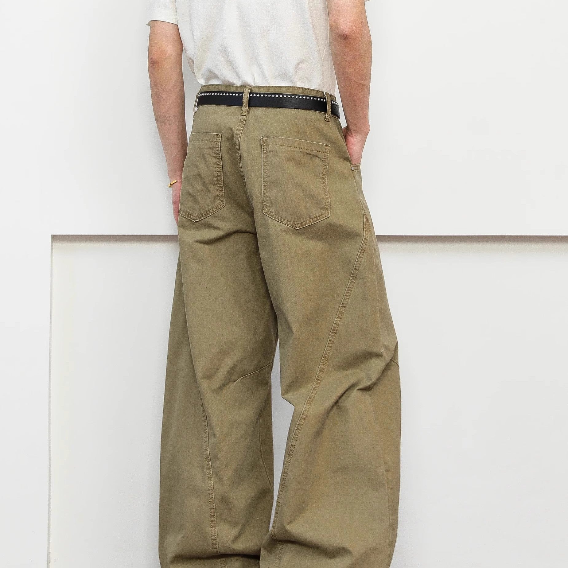 Retro Deconstruction Wide-leg High-end Khaki Pants