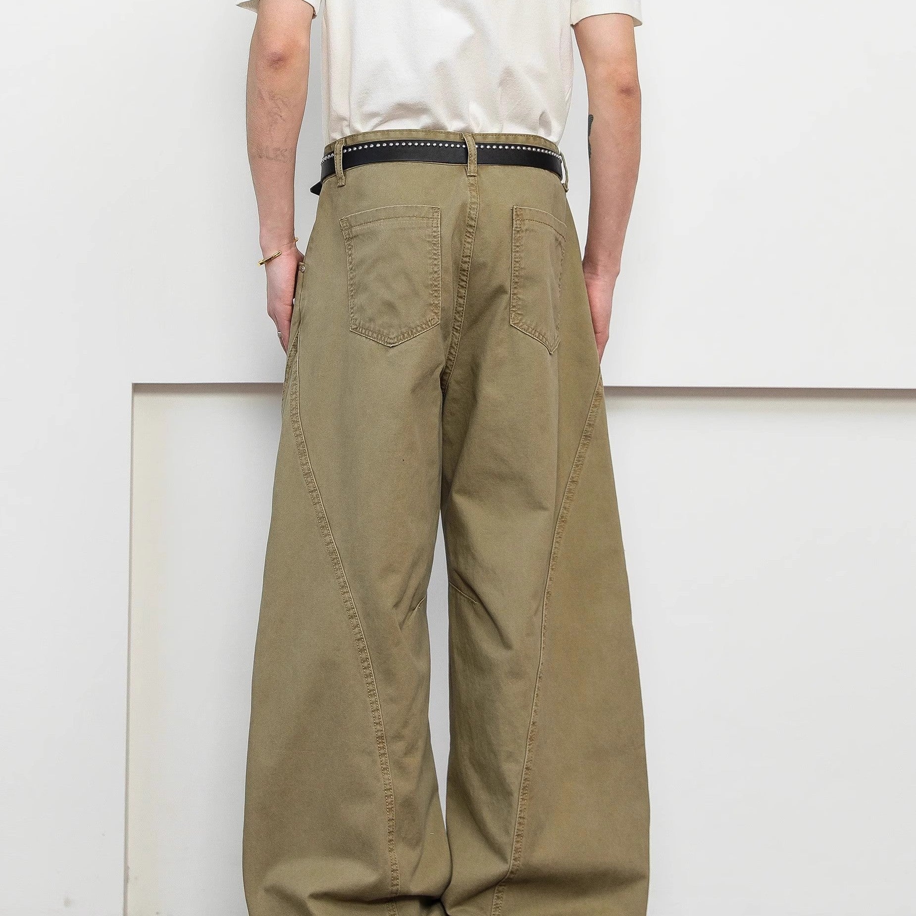 Retro Deconstruction Wide-leg High-end Khaki Pants